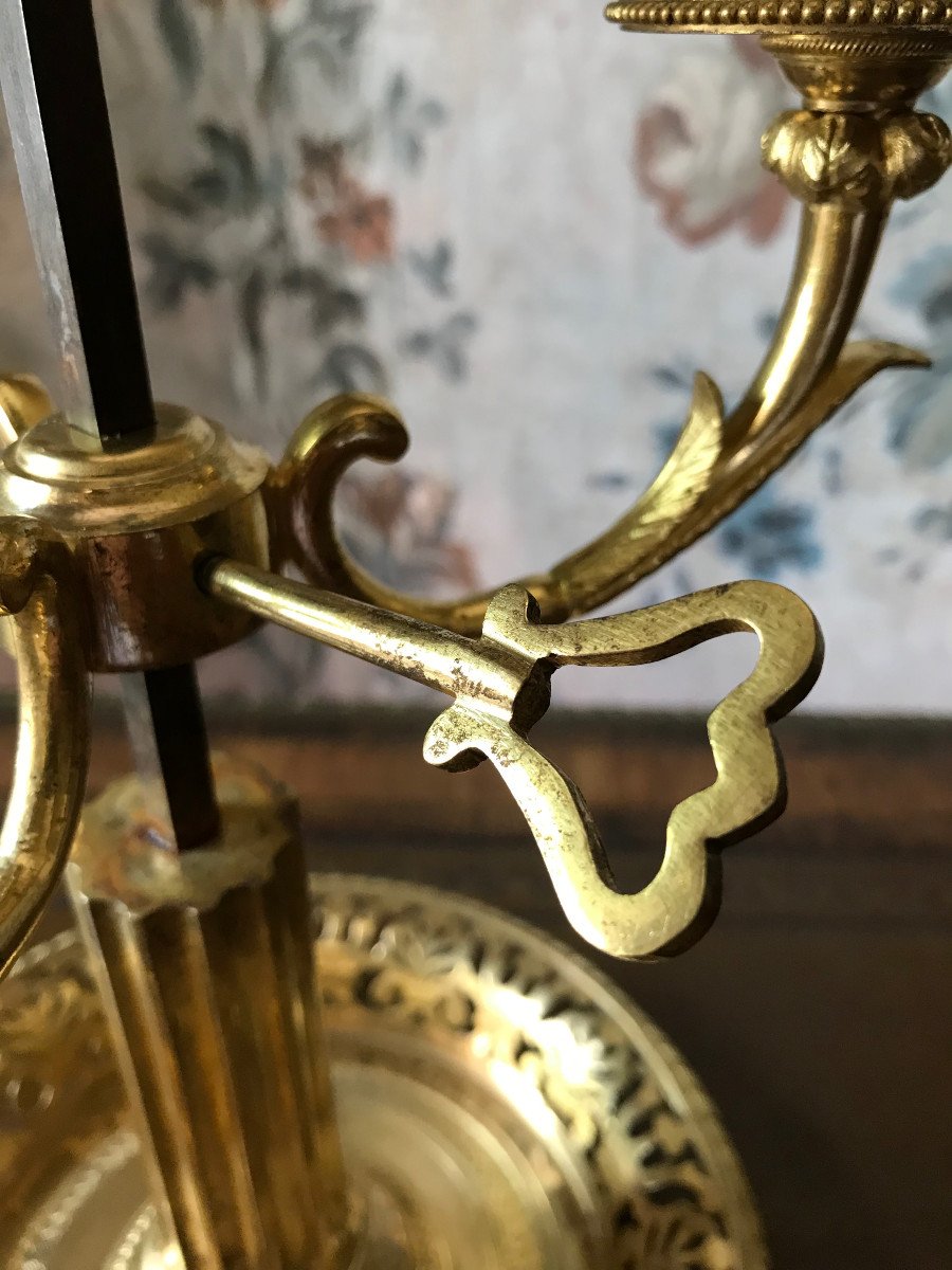 Bouillotte Lamp Gilt Bronze And Tole Lampshade Early 19th-photo-5