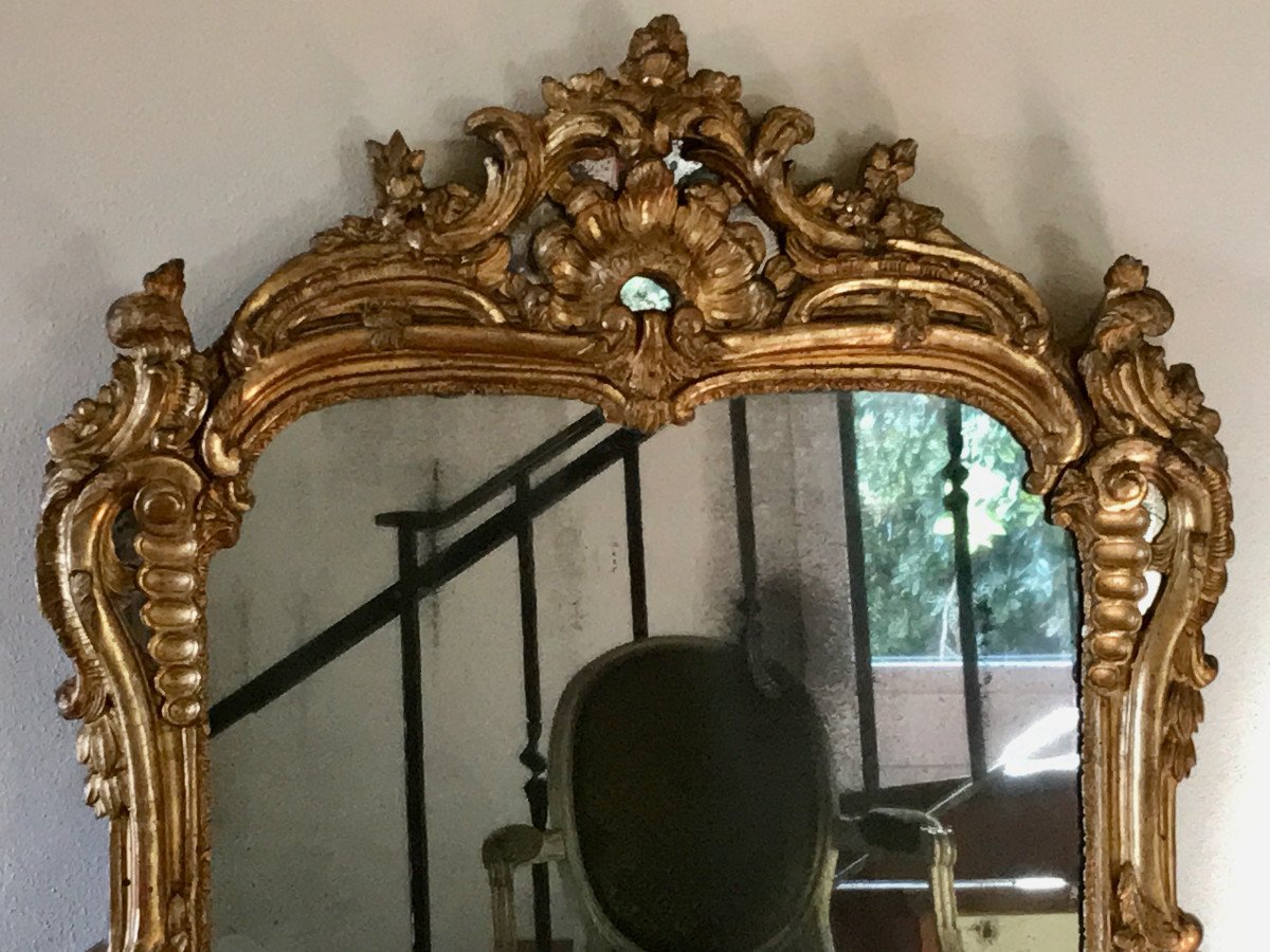 Large Gilt Wood Mirror18th Period Late Regency Early Louis XV-photo-2