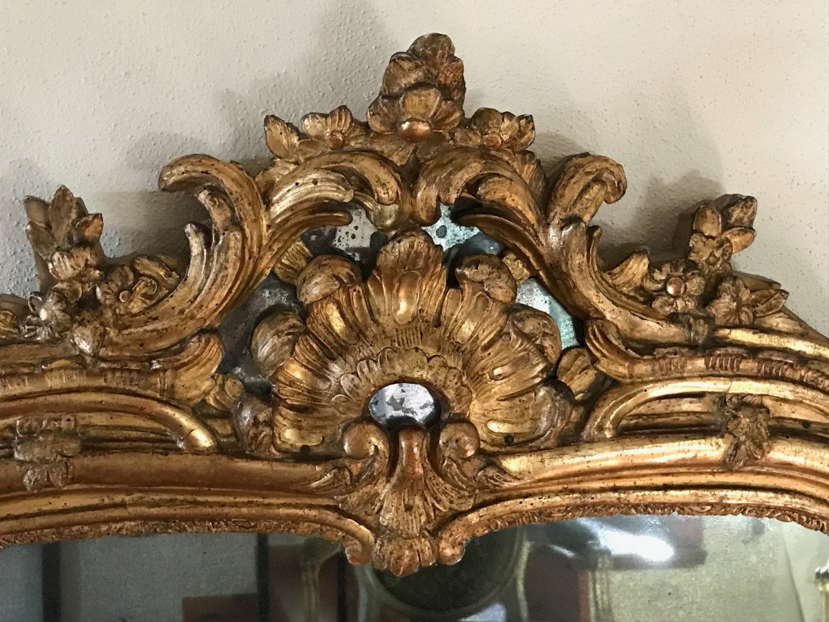 Large Gilt Wood Mirror18th Period Late Regency Early Louis XV-photo-3