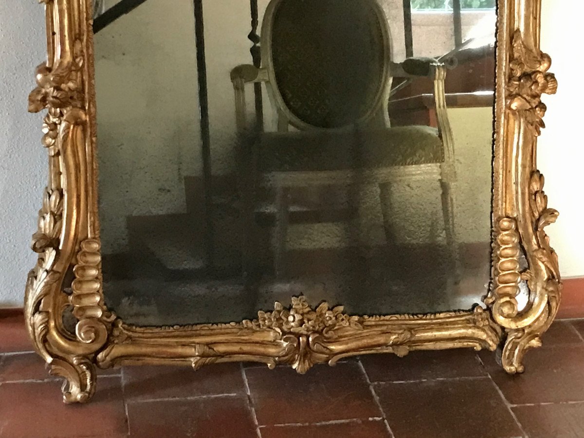 Large Gilt Wood Mirror18th Period Late Regency Early Louis XV-photo-4