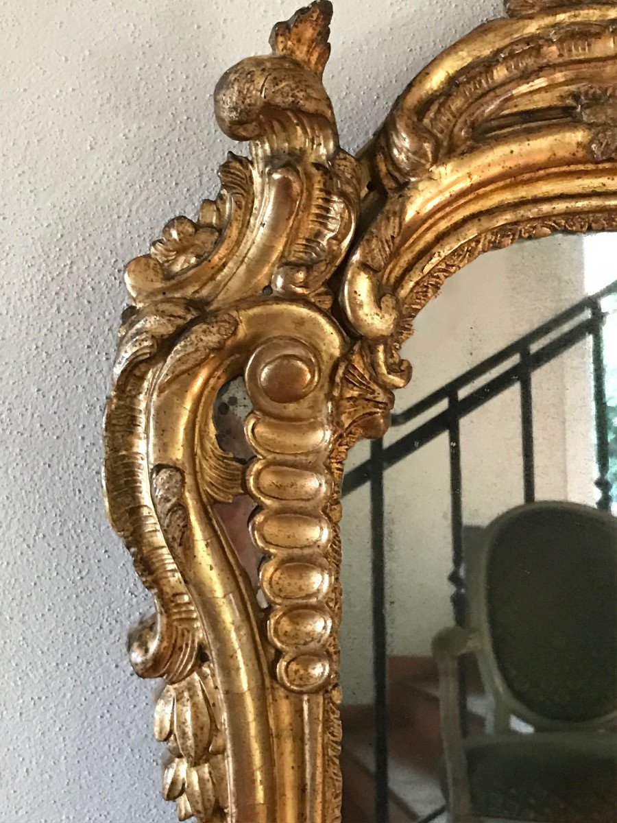 Large Gilt Wood Mirror18th Period Late Regency Early Louis XV-photo-1