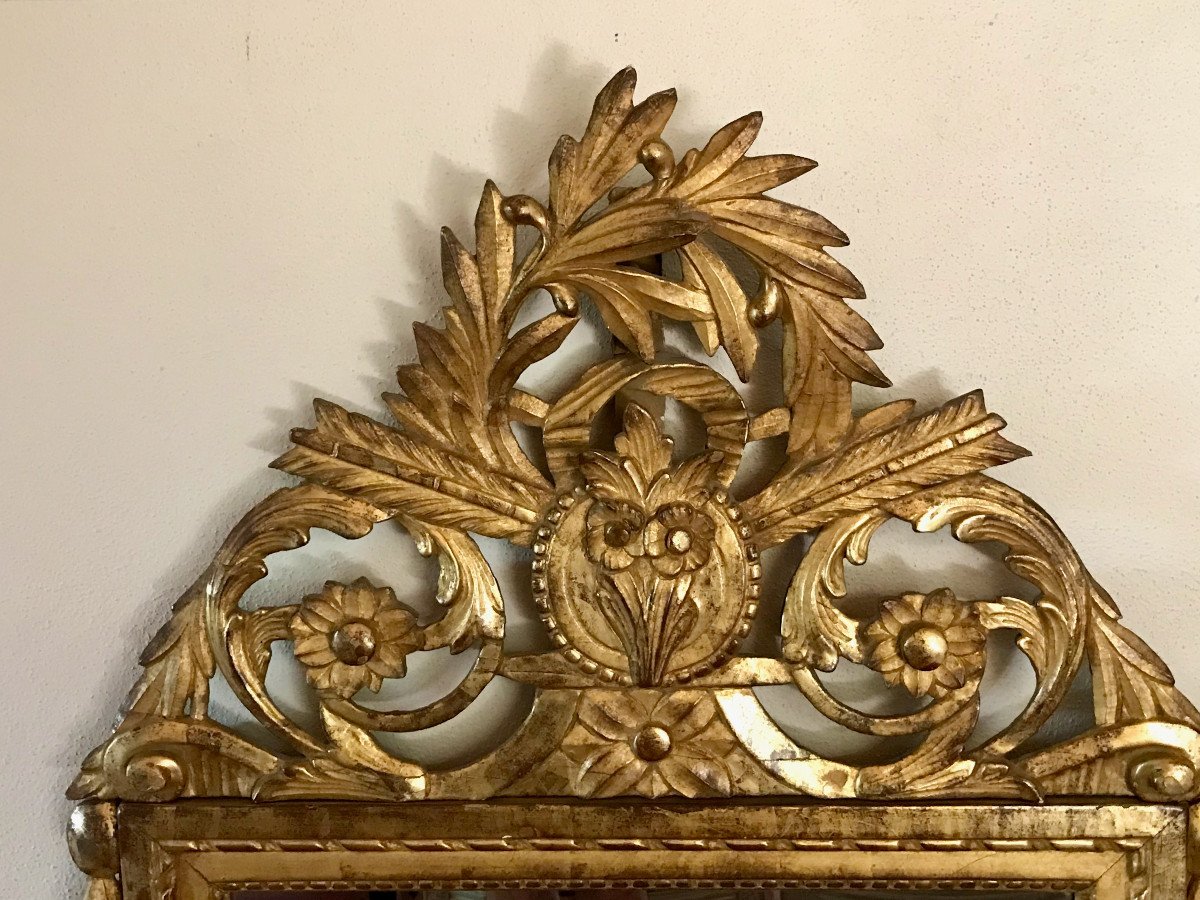 Large Gilded Wood Mirror Louis 16 Period Late 18th Century-photo-4