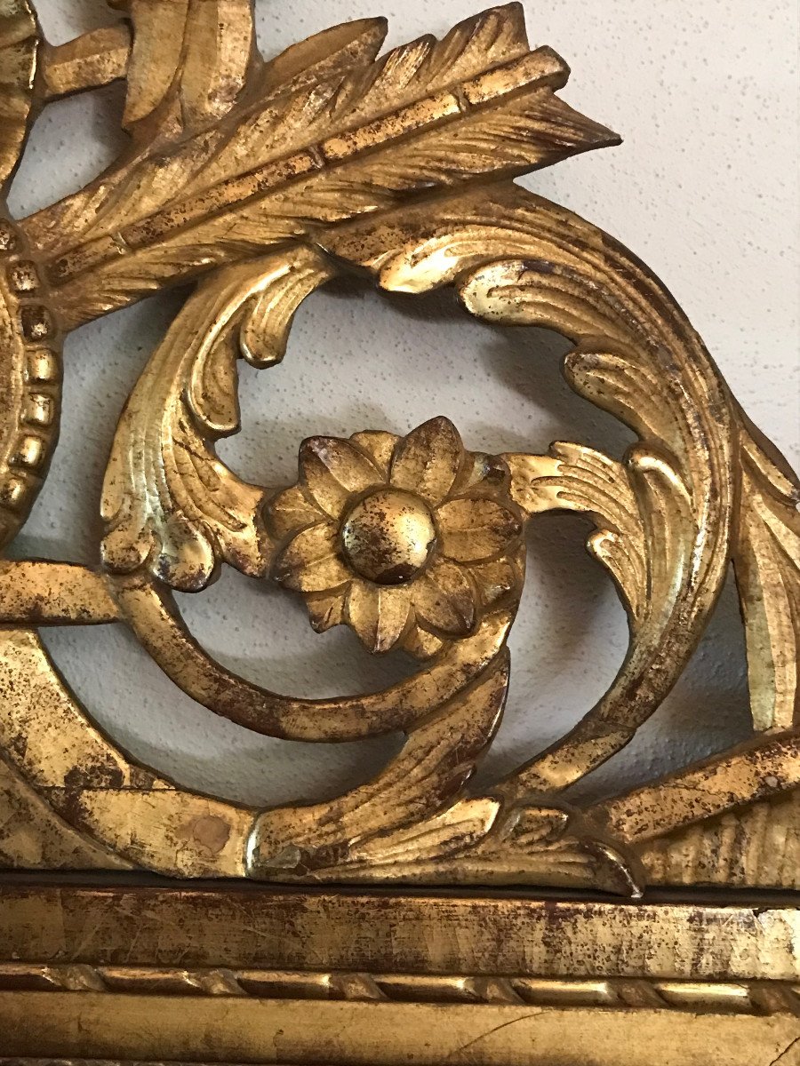 Large Gilded Wood Mirror Louis 16 Period Late 18th Century-photo-3