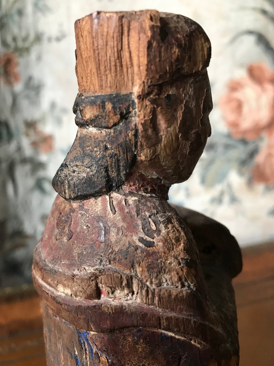 Votive Sculpture Painted Wood China 17th Century-photo-3