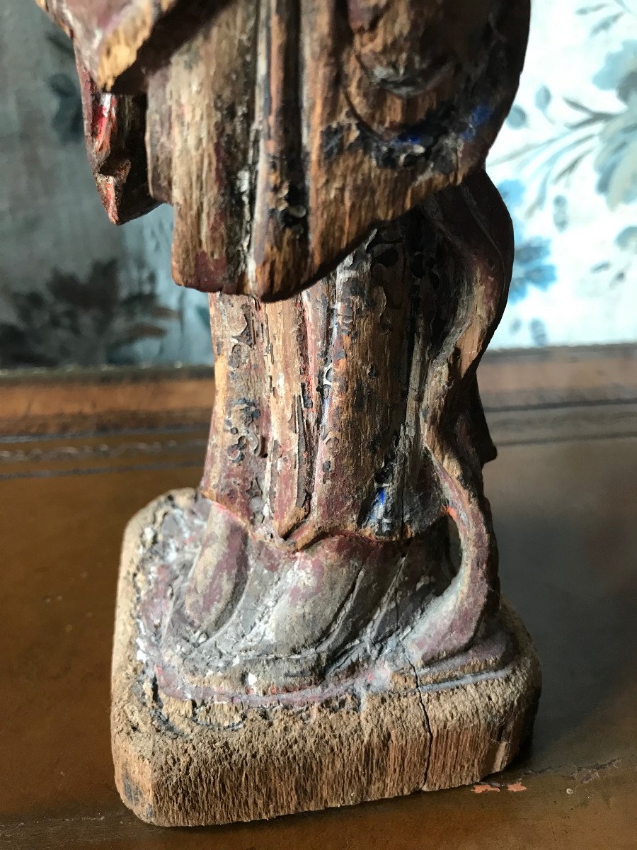 Votive Sculpture Painted Wood China 17th Century-photo-4