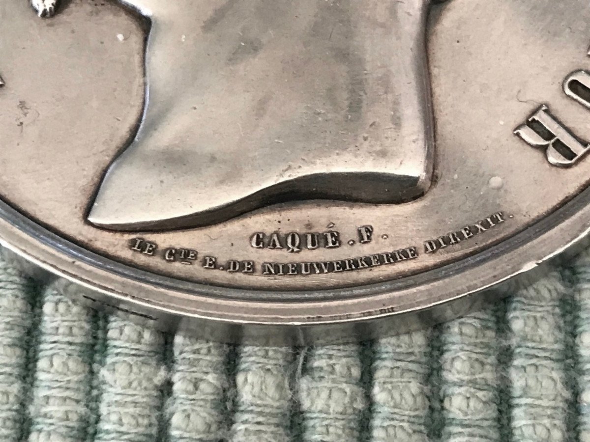 Rare Large Medal In Solid Silver Hotel Dieu De Nantes 1856 Napoleon III-photo-3