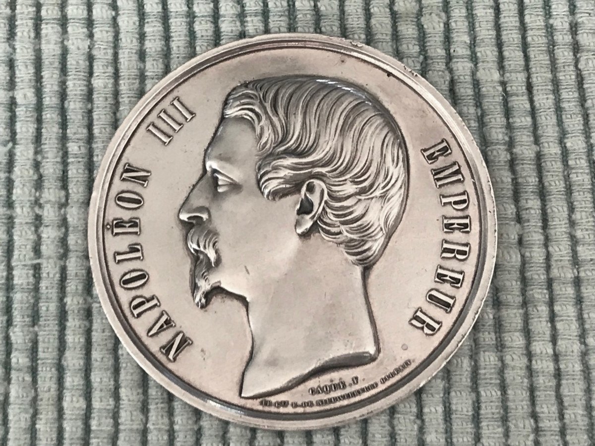 Rare Large Medal In Solid Silver Hotel Dieu De Nantes 1856 Napoleon III
