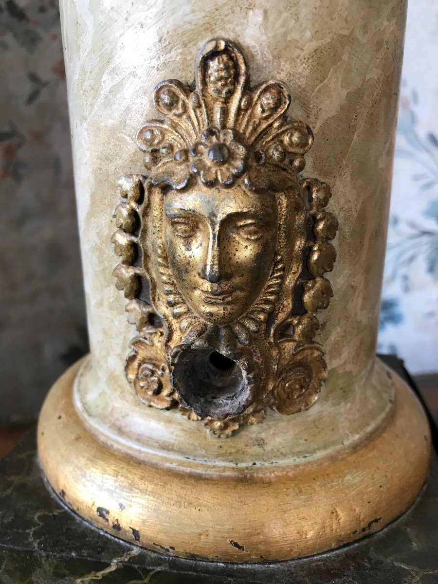 Fontaine à Café Tôle Peinte Et Plomb Doré Début XIXe-photo-2