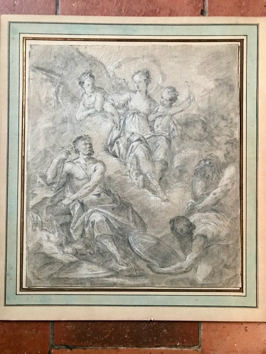 Drawing Attributed To Jean-charles Frontier 18th Century-photo-2