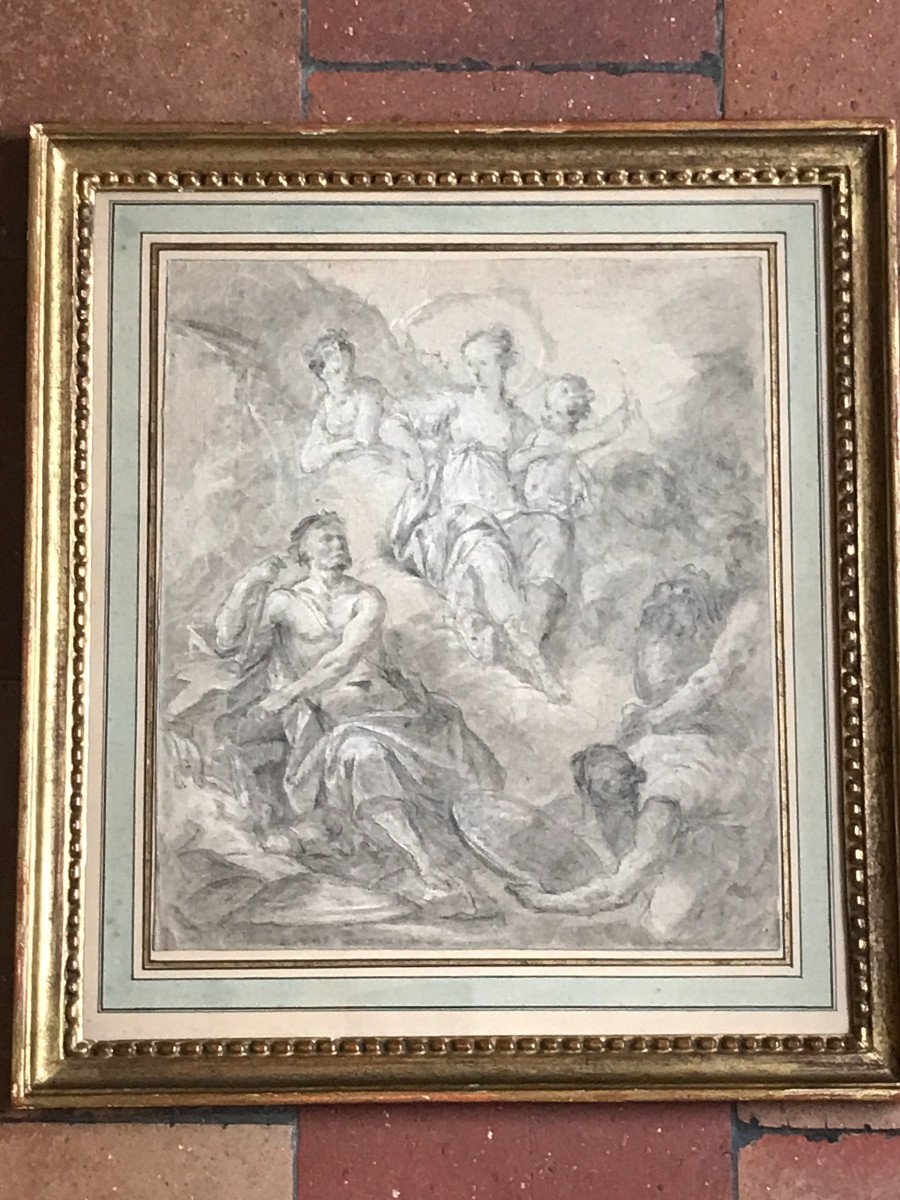 Drawing Attributed To Jean-charles Frontier 18th Century