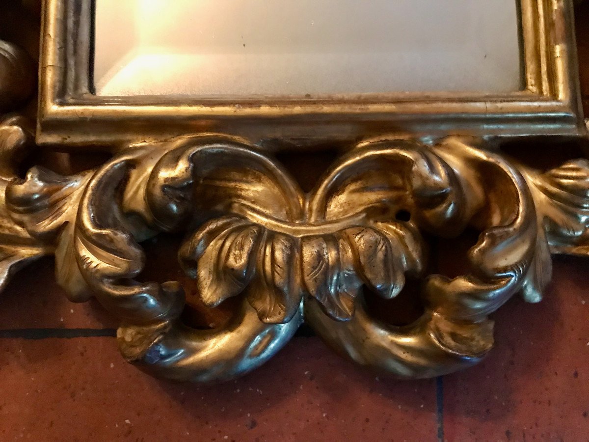 Petit Miroir Baroque Bois Doré XVIIIe-photo-2