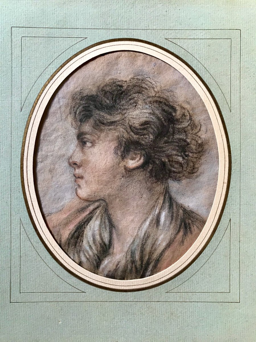 Drawing Portrait 18th Century Ent. François Boucher-photo-2
