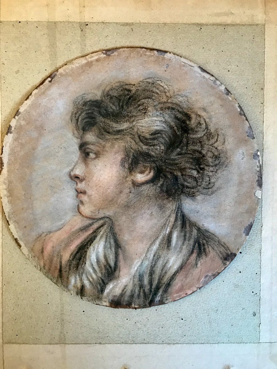 Drawing Portrait 18th Century Ent. François Boucher-photo-1