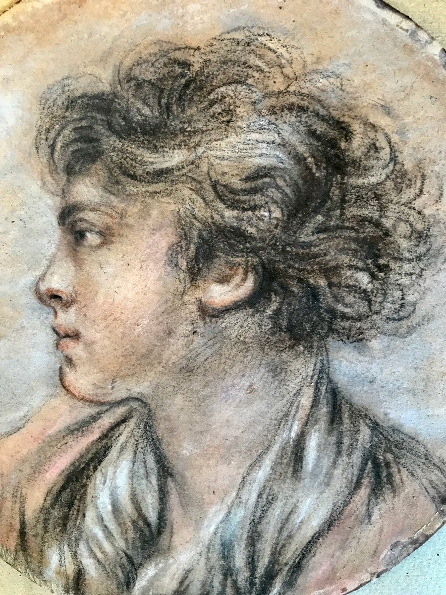 Drawing Portrait 18th Century Ent. François Boucher-photo-2