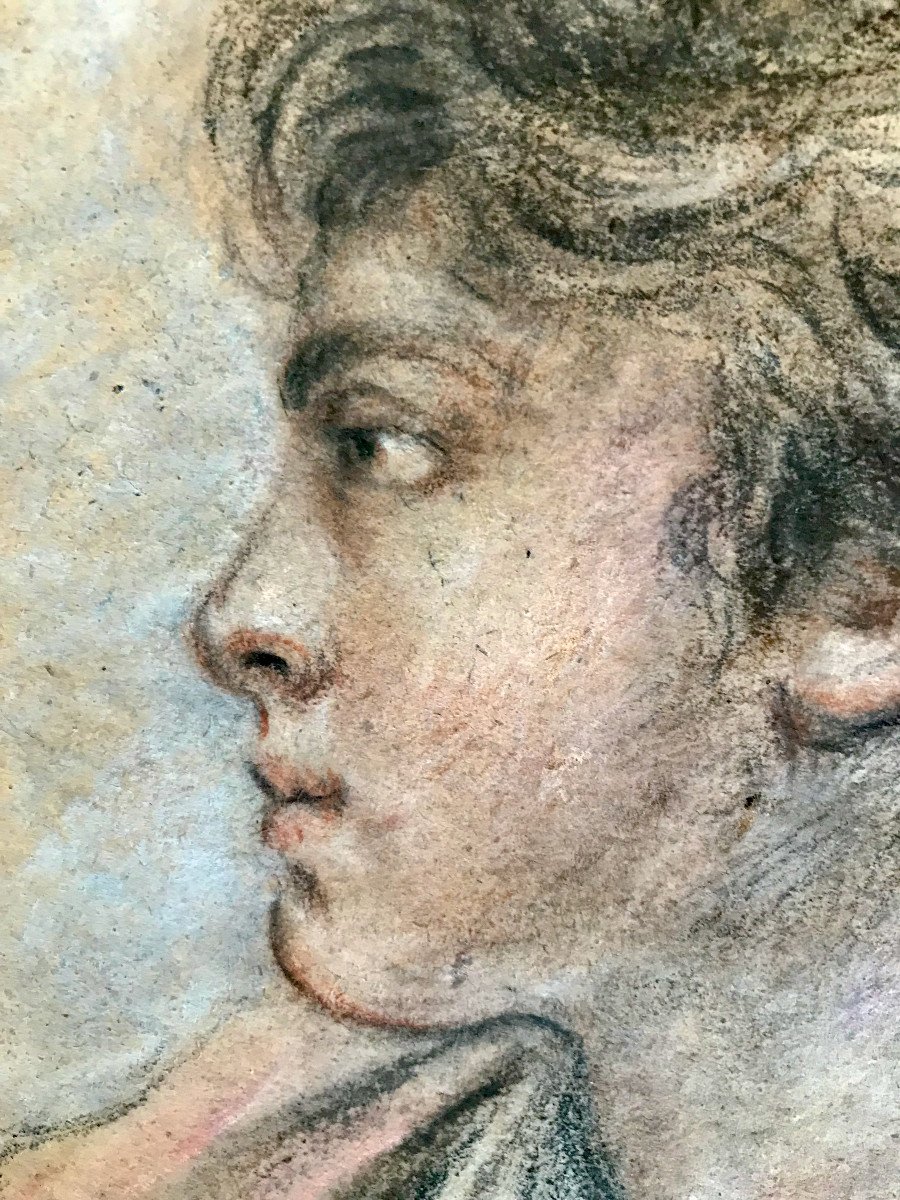 Drawing Portrait 18th Century Ent. François Boucher-photo-3