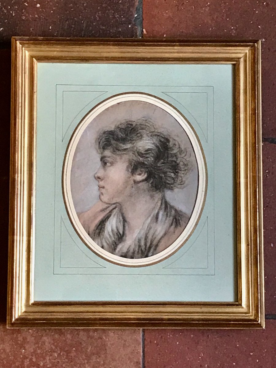 Drawing Portrait 18th Century Ent. François Boucher