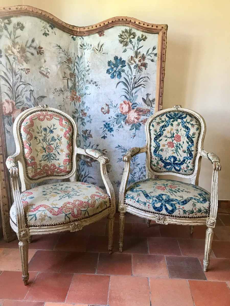 Pair Of Louis XVI Period Armchairs, Provence, 18th Century