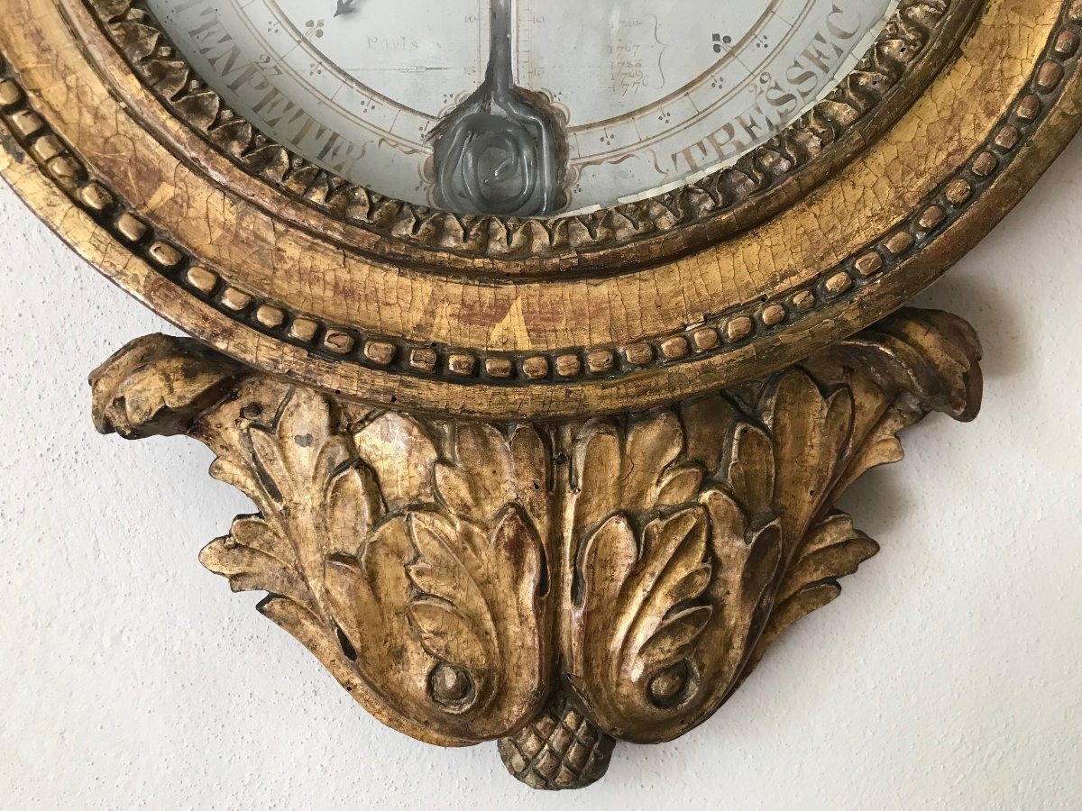 Baromètre En Bois Doré XVIIIe époque Louis XVI-photo-2