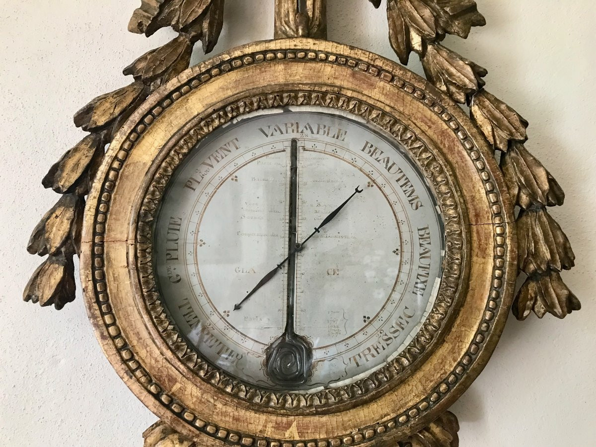 Baromètre En Bois Doré XVIIIe époque Louis XVI-photo-3