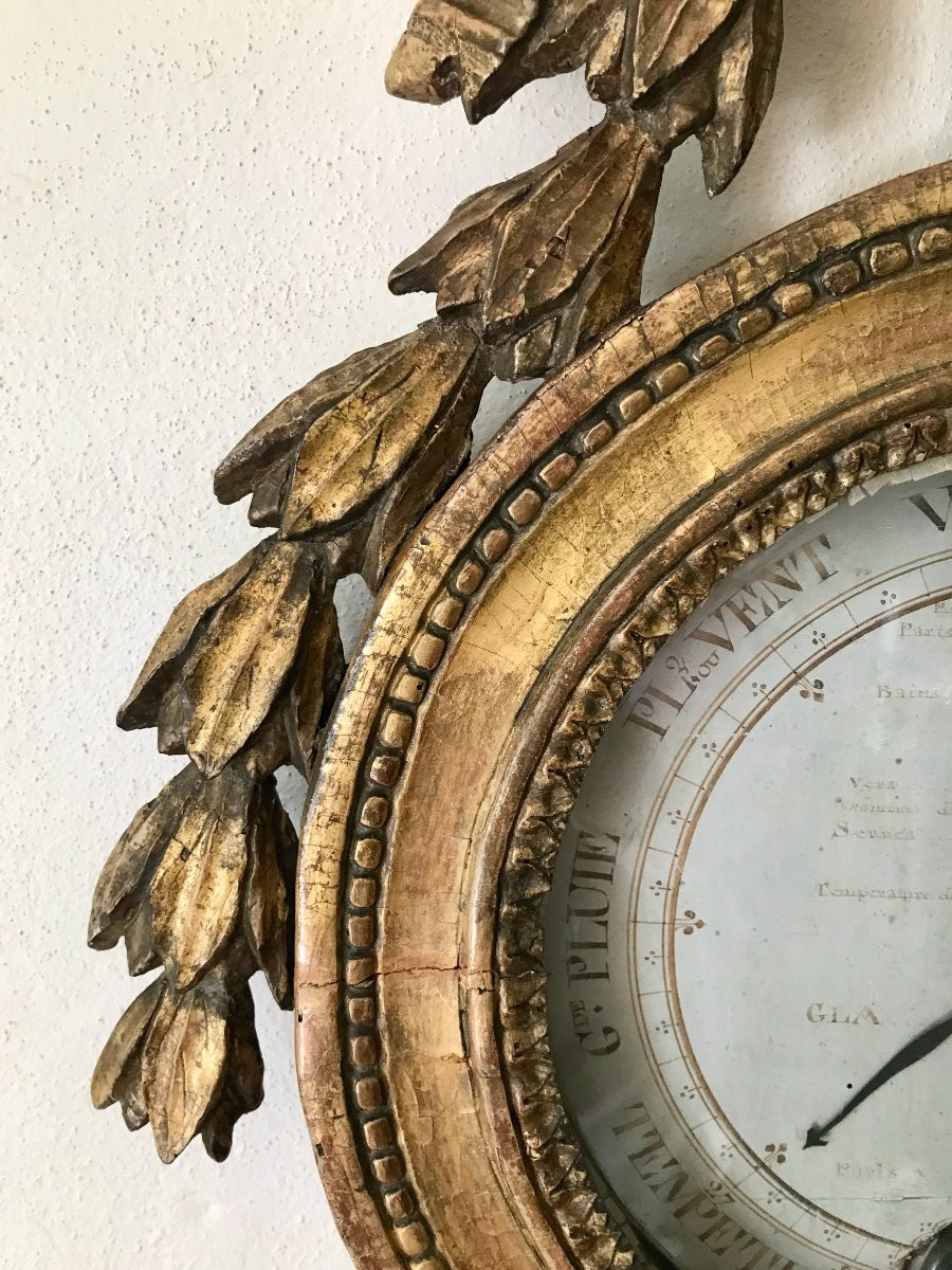 Baromètre En Bois Doré XVIIIe époque Louis XVI-photo-2