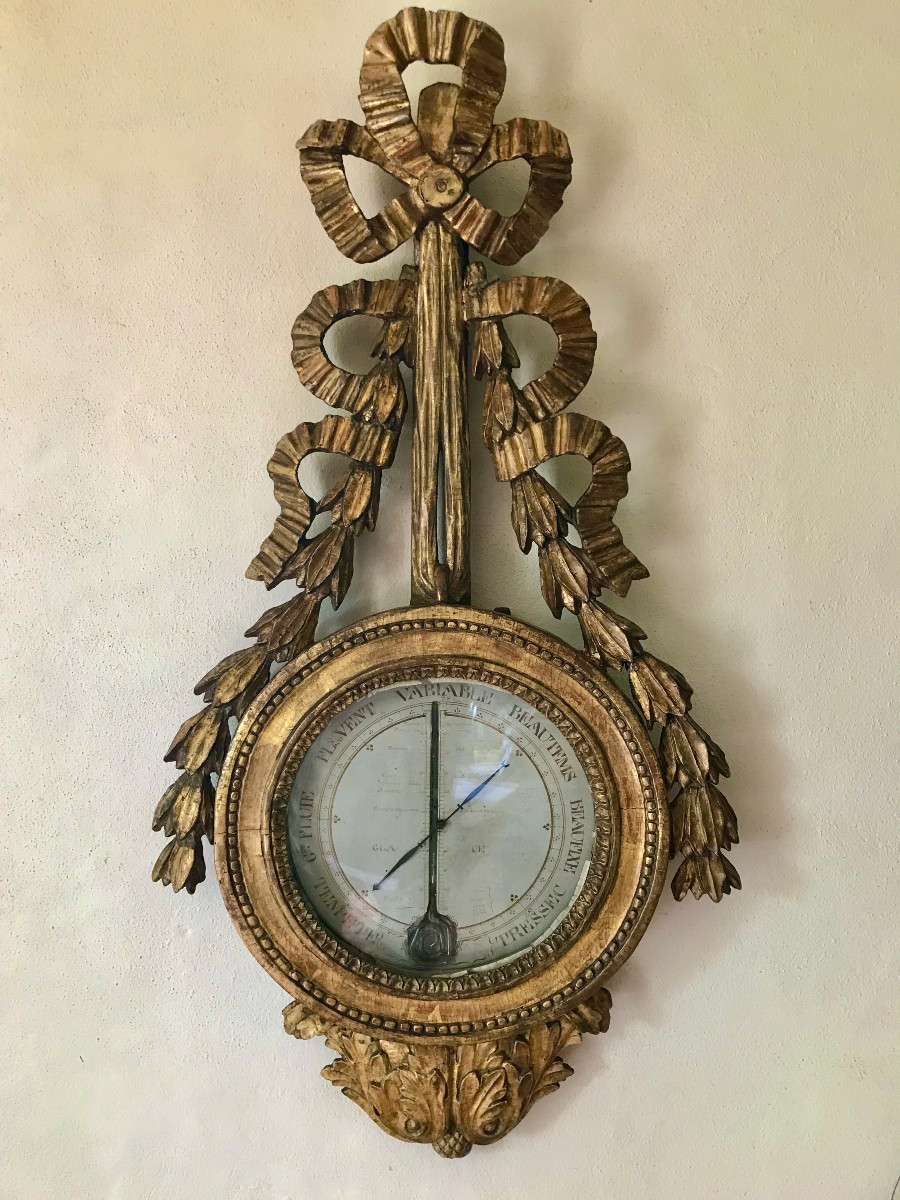 Baromètre En Bois Doré XVIIIe époque Louis XVI