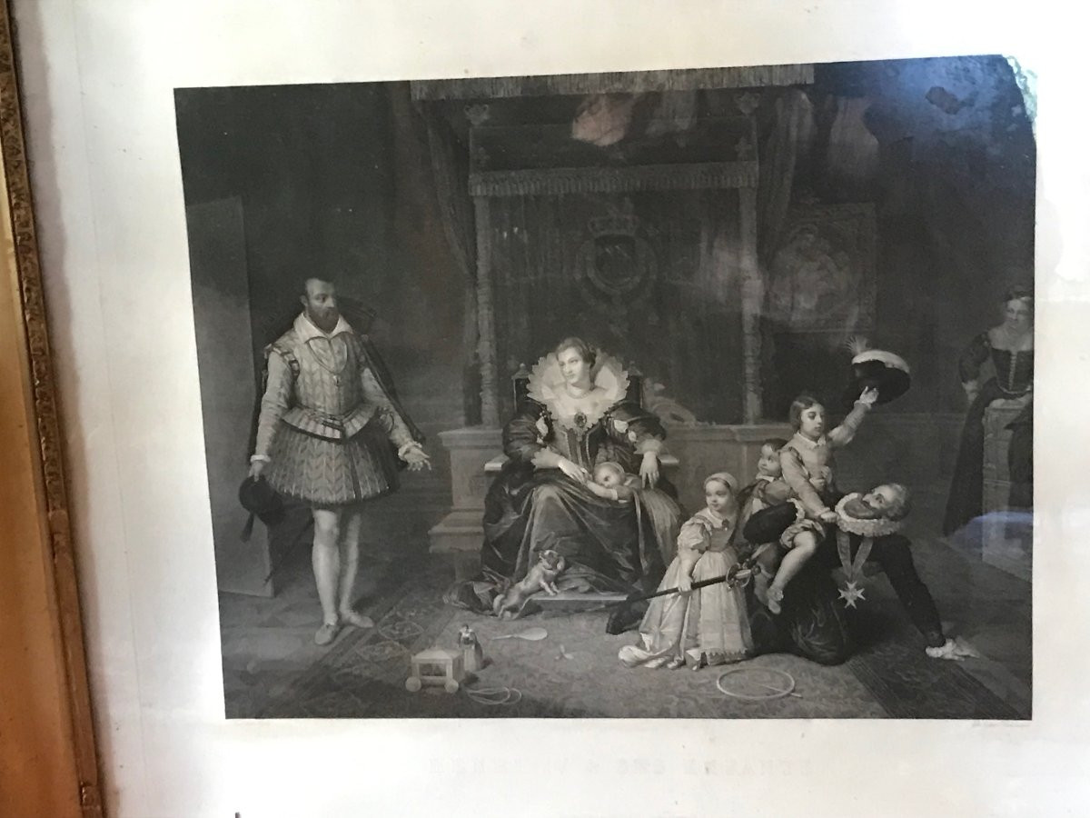 Large Engraving Of The Henri IV Family After Ingres Mid-19th-photo-3