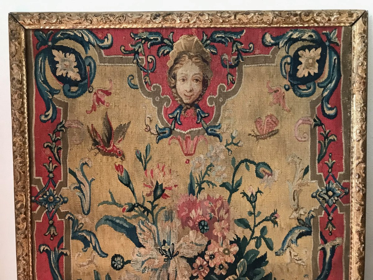 Panneau De Tapisserie De Beauvais Encadré XVIIIe d'époque Louis XIV -photo-2
