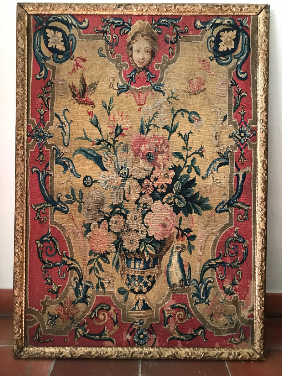 Panneau De Tapisserie De Beauvais Encadré XVIIIe d'époque Louis XIV 