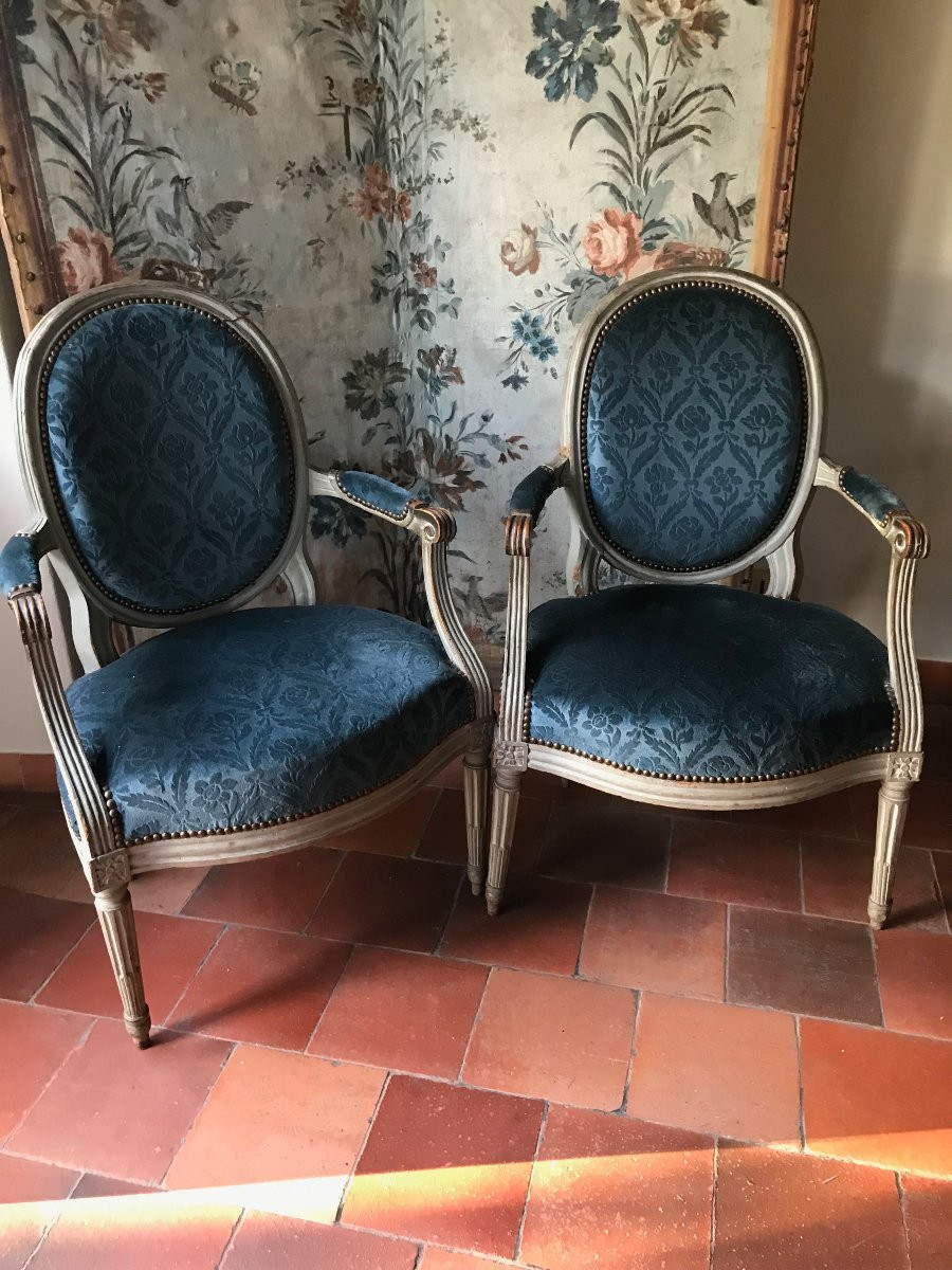 Set Of 4 Louis XVI Armchairs, 18th Century-photo-2