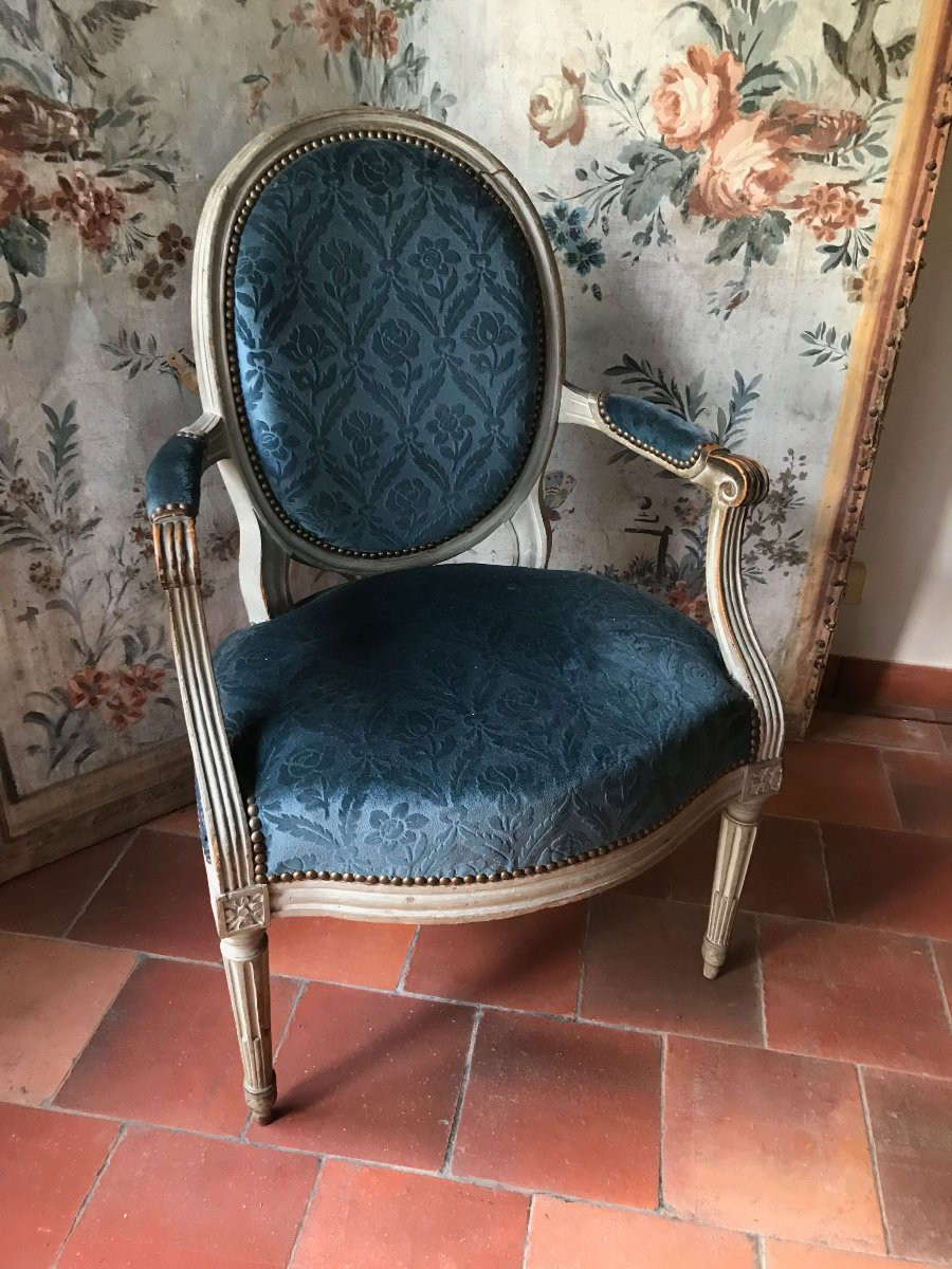 Set Of 4 Louis XVI Armchairs, 18th Century-photo-4