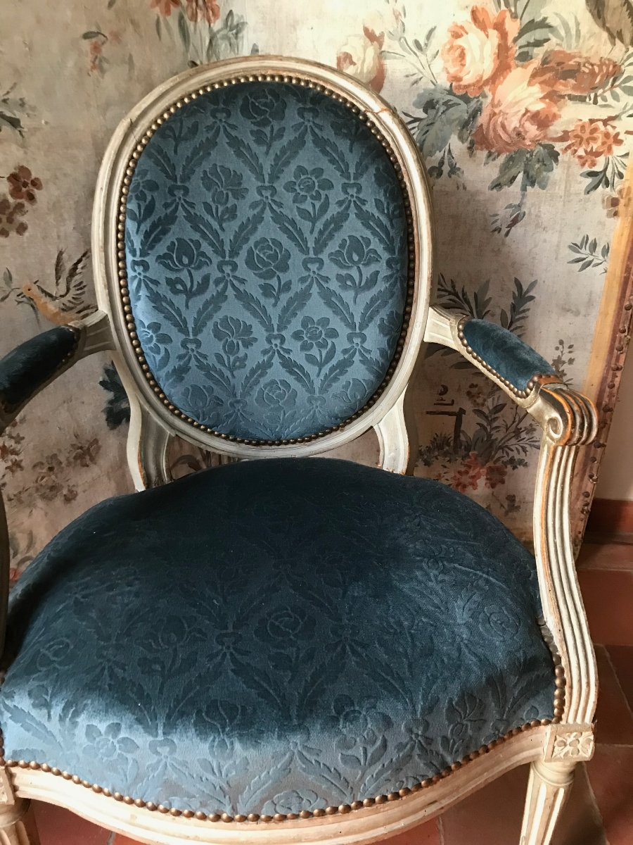 Set Of 4 Louis XVI Armchairs, 18th Century-photo-8