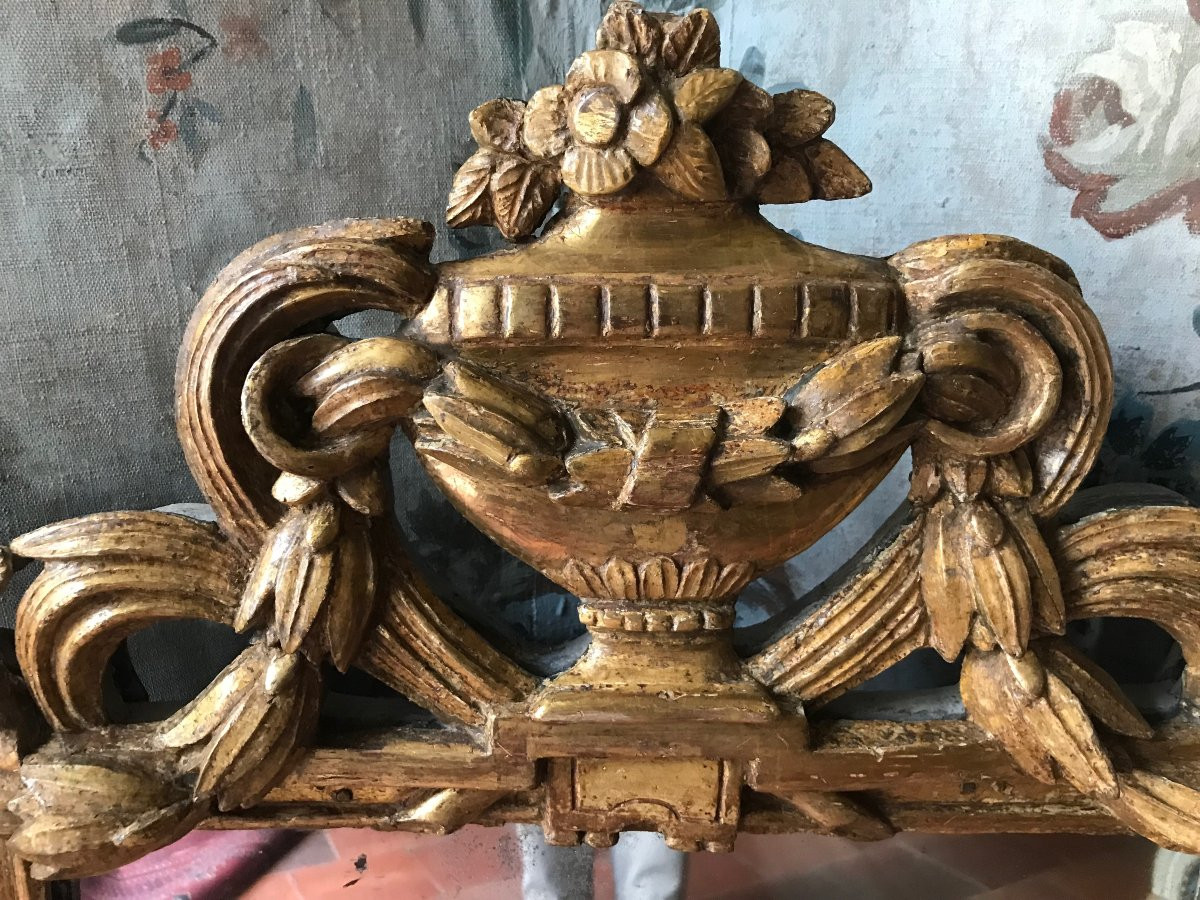 Louis XVI Period Carved And Gilded Wooden Mirror, Provence, 18th Century-photo-2
