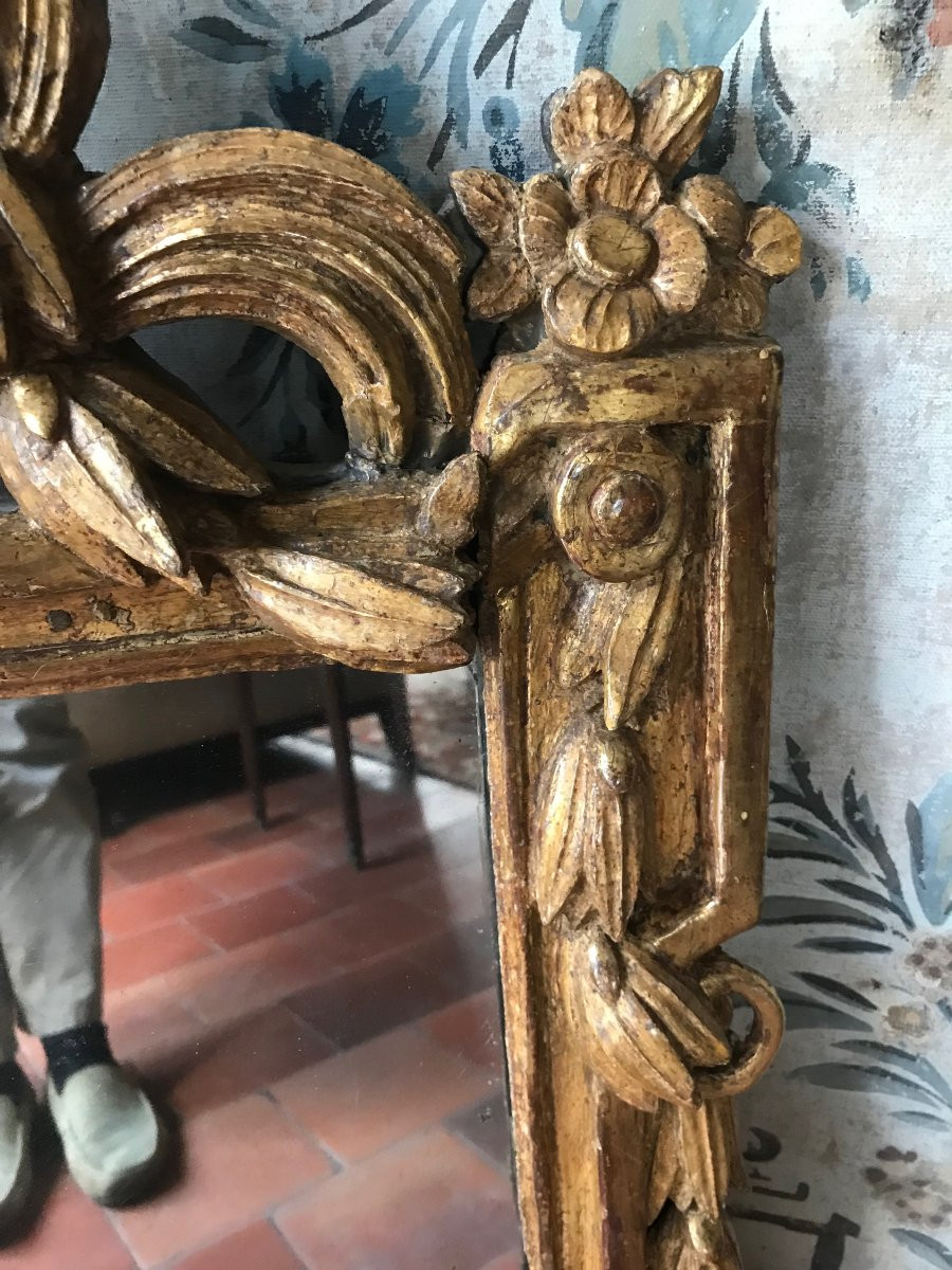 Louis XVI Period Carved And Gilded Wooden Mirror, Provence, 18th Century-photo-1