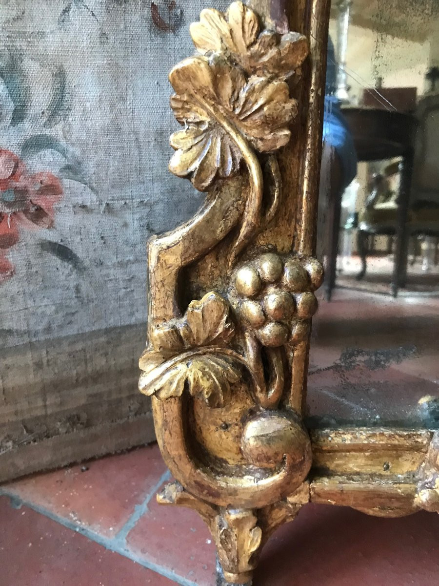 Louis XVI Period Carved And Gilded Wooden Mirror, Provence, 18th Century-photo-2