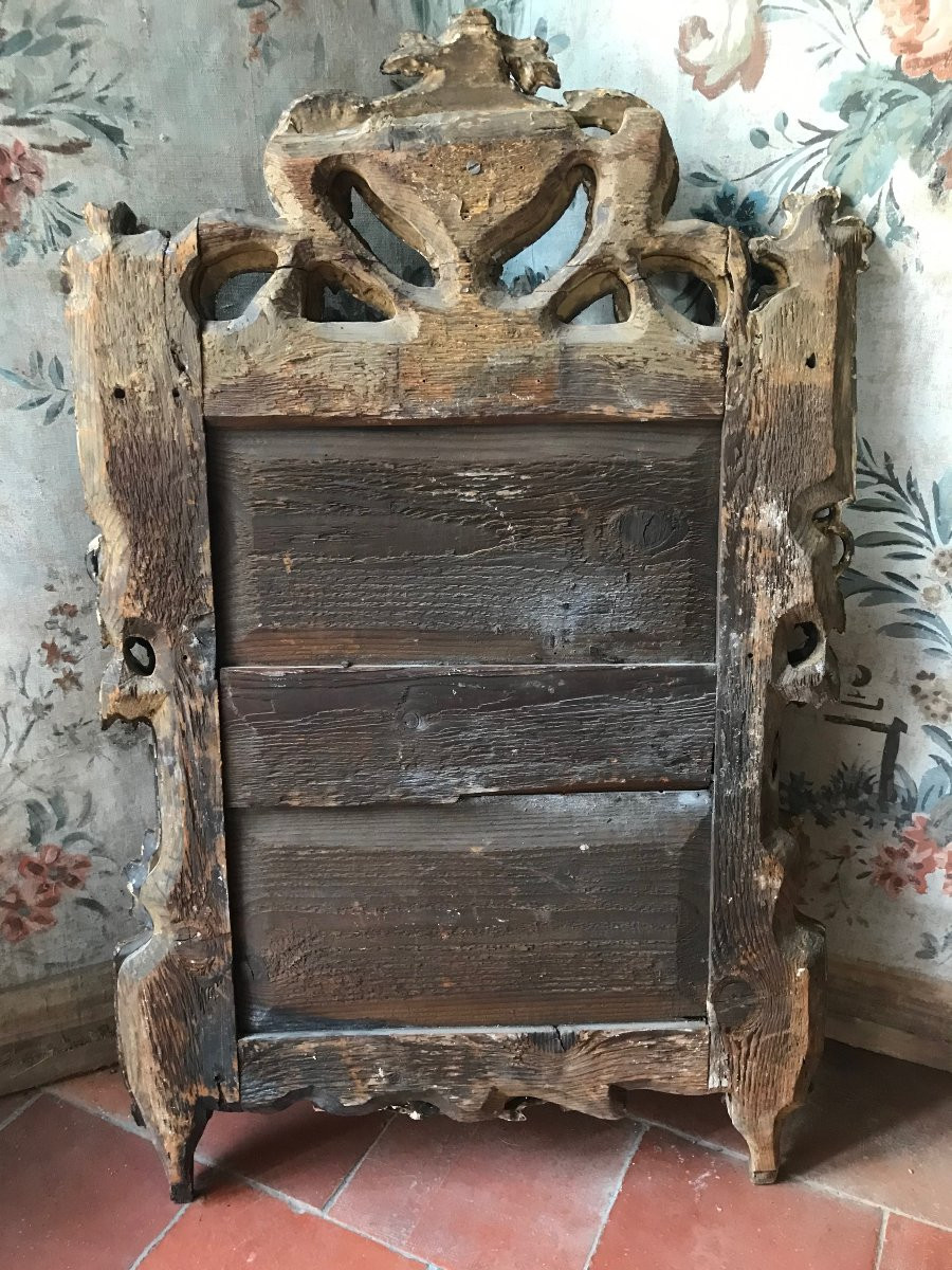 Louis XVI Period Carved And Gilded Wooden Mirror, Provence, 18th Century-photo-4
