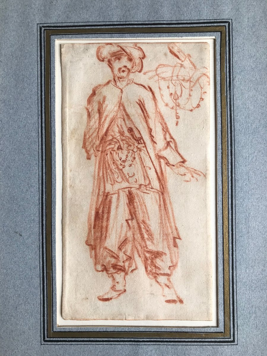 Dessin sanguine Turc par Charles Parrocel préparatoire Ambassade 1721-photo-2