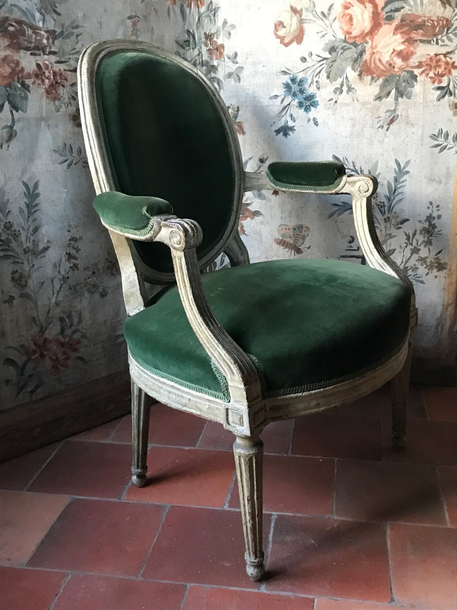 Pair Of Louis XVI Period Armchairs, Late 18th Century-photo-2