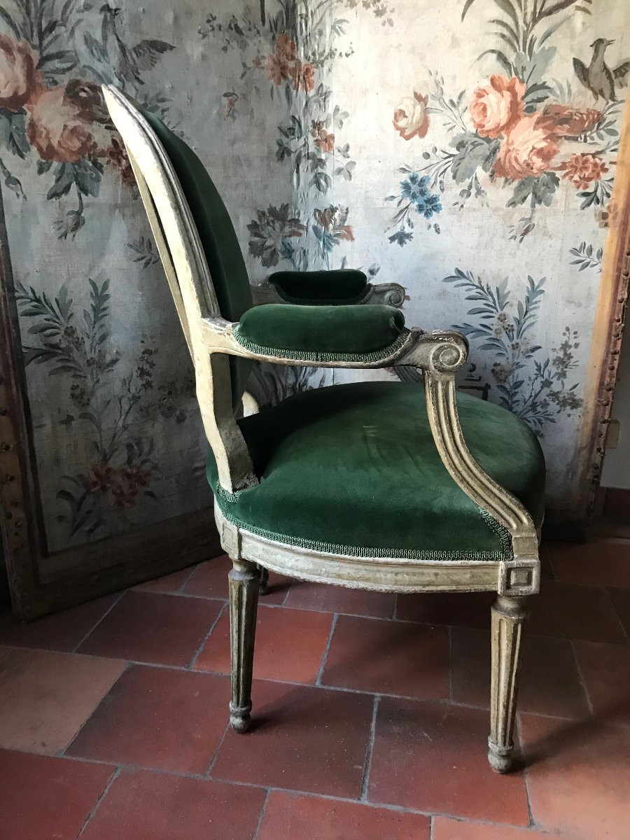 Pair Of Louis XVI Period Armchairs, Late 18th Century-photo-3