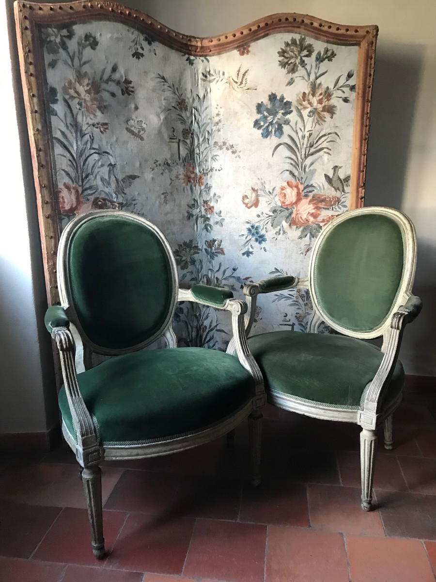 Pair Of Louis XVI Period Armchairs, Late 18th Century