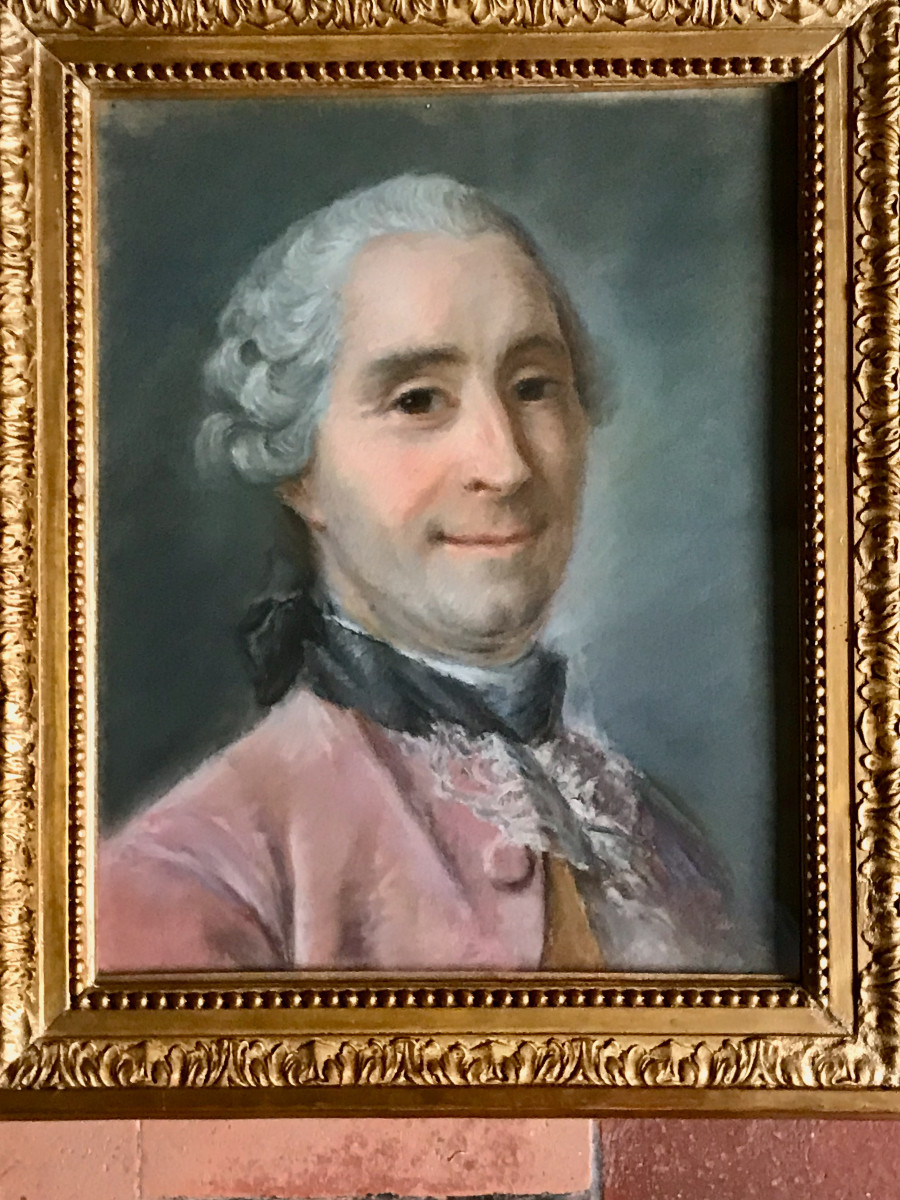 Pastel, 18th Century, Portrait Of A Man Framed By Jean-martial Fredou (1710-1795)