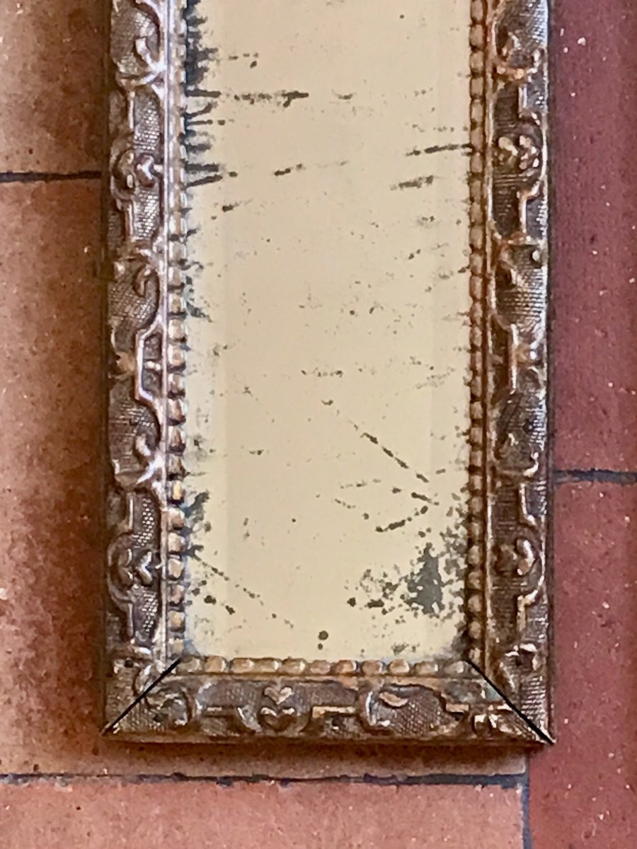 Deux miroirs Bérain en bois doré d'époque Régence XVIIIe-photo-4