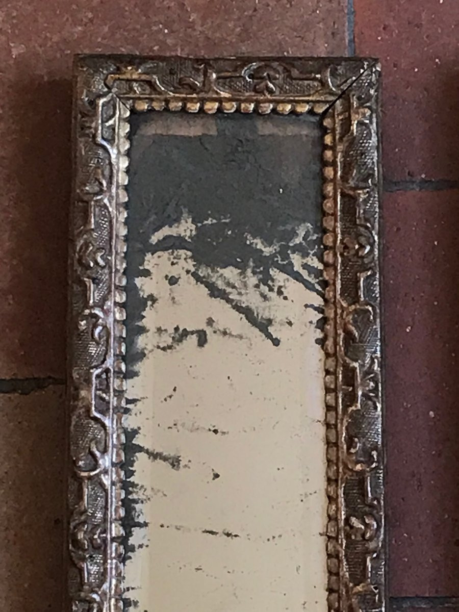 Deux miroirs Bérain en bois doré d'époque Régence XVIIIe-photo-2