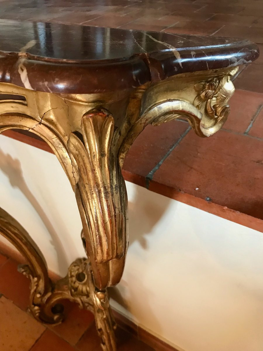 Giltwood Console Table, 18th Century, Louis XV Period-photo-1