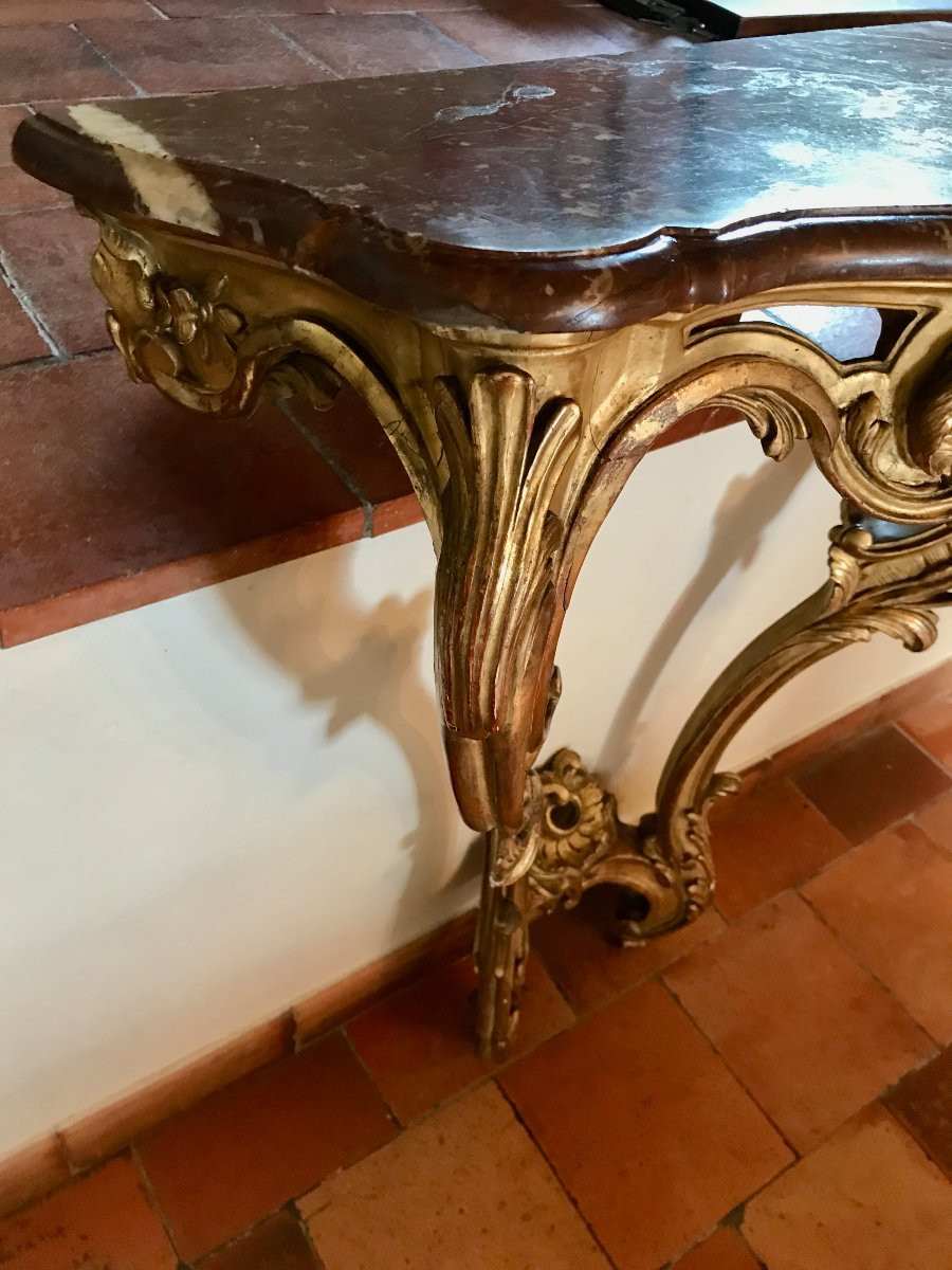 Giltwood Console Table, 18th Century, Louis XV Period-photo-2