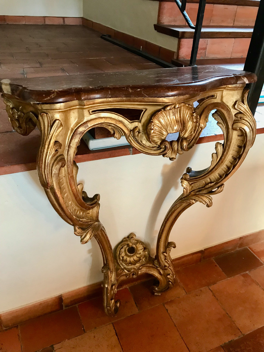 Giltwood Console Table, 18th Century, Louis XV Period