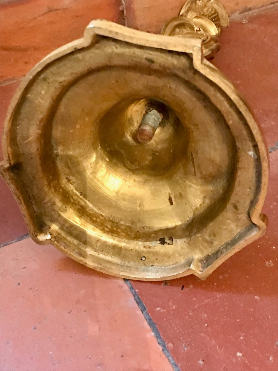 Pair Of Large Gilt Bronze Candlesticks, Signed-photo-5