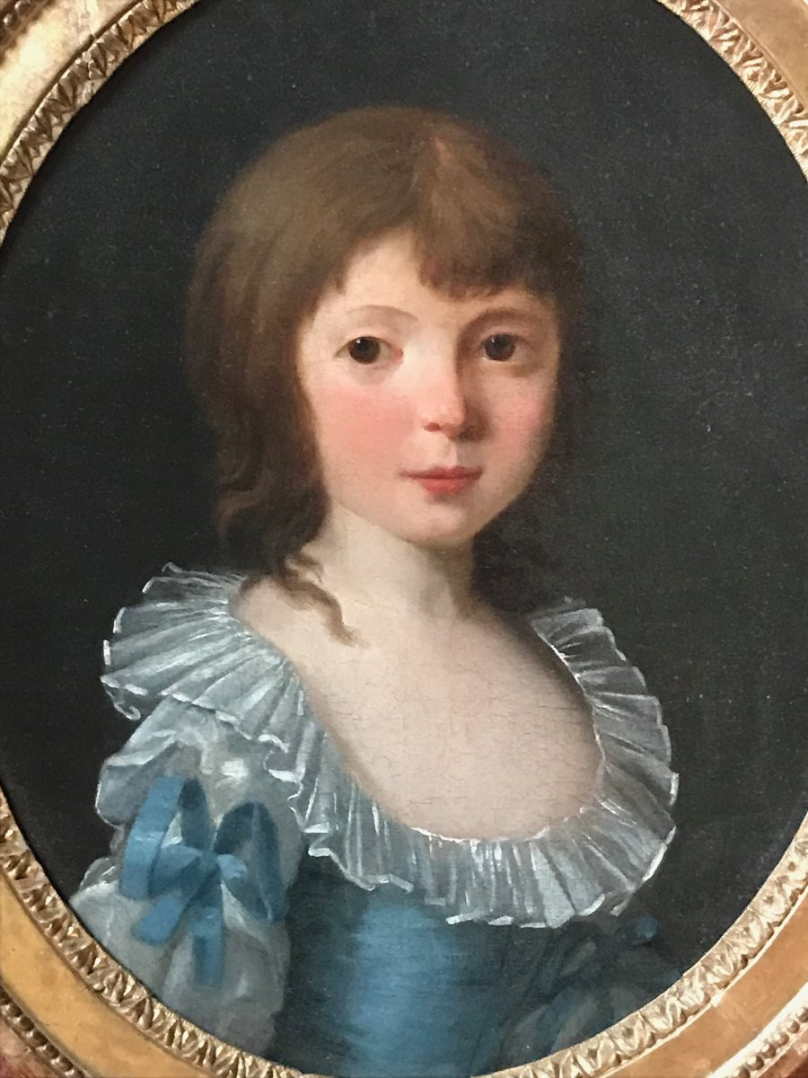 Portrait d'enfant XVIIIe cadre estampillé -photo-2