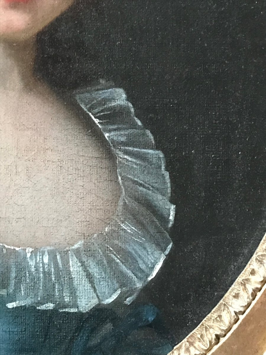 Portrait d'enfant XVIIIe cadre estampillé -photo-3