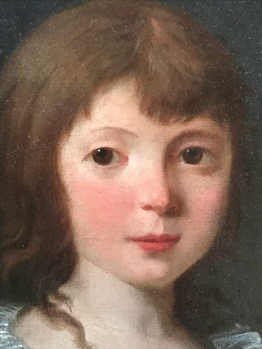 Portrait d'enfant XVIIIe cadre estampillé -photo-1