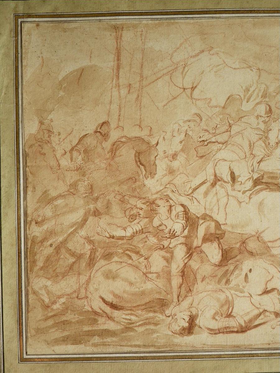 Dessin "scène De Bataille" Par Charles Parrocel XVIIIe-photo-3
